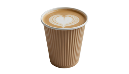 A disposable paper coffee cup isolated on transparent background 