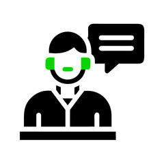 Abstract Green Symbol on Dark Background, Simple Design