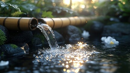Tranquil bamboo water feature (1)