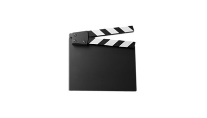 Black and white film clapperboard, classic movie clapper isolated on transparent background 