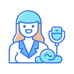 Businesswoman with Cloud and Tablet Icon on Black Background