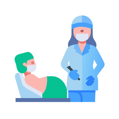 Pregnant Woman and Doctor in Medical Checkup Illustration