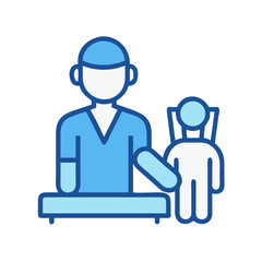 Surgeon with Patient Icon: Medical Care Profession