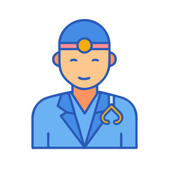 Smiling Cartoon Doctor Icon, Healthcare Professional Illustration