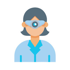 Ophthalmologist icon wearing head mirror on black background