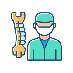 Orthopedic Surgeon with Bone Model Illustrative Icon Design