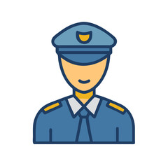 Isolated vector illustration of a blue police officer