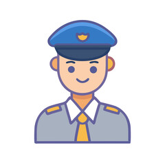 Police officer icon illustration in cartoon vector style