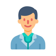 Cartoon Doctor Icon with Stethoscope on Black Background