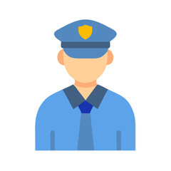 Flat illustration of police officer with blue uniform