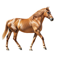 Naklejka premium Chestnut horse walking, isolated on black background