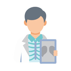 Doctor with X-ray Illustration on Black Background