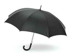 Black Closed Umbrella, Rain Protection, Handle, 3D Render, Isolated, White Background, Accessories, 