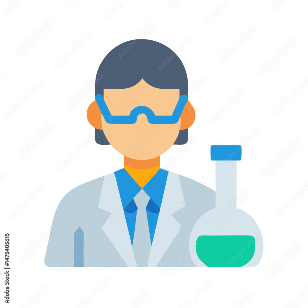 Poster scientist with flask vector illustration for science concept