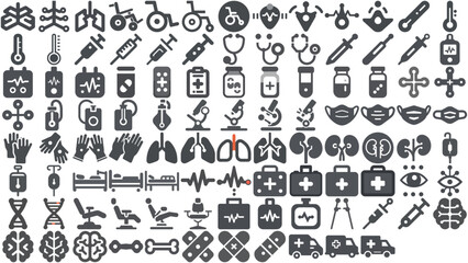 100+ medical icons, vector icons, easily editable medical icons. Icon sheet