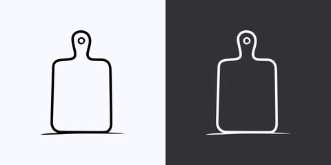 Cutting Board Icon – Vector Outline – Black and White Preview