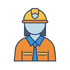 Construction Worker Icon Wearing Hard Hat and Uniform