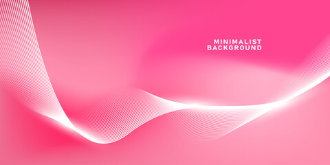 Abstract pink gradient background with shining lines waves. Minimalist background for banner, poster, cover, brochure, flyer, website