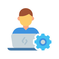 Developer icon with laptop and settings gear vector