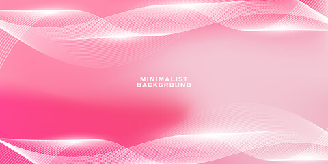 Abstract pink gradient background with shining lines waves. Minimalist background for banner, poster, cover, brochure, flyer, website