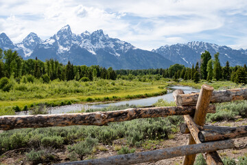 Paysage de montagne grand teton rivi&egrave;re 