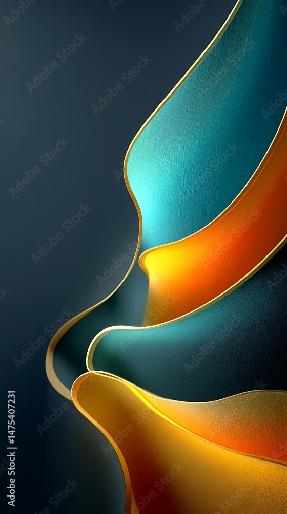 Poster modern layers with gold trim edges on dark background abstract texture design