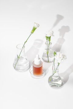 Modern skincare formulations with laboratory glassware