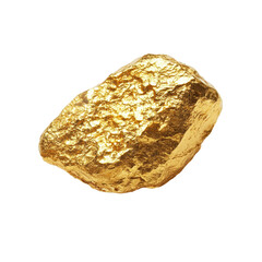 Gold nugget displaying natural texture and shine isolated on white background highlighting its unique form, gold nugget isolated on white background