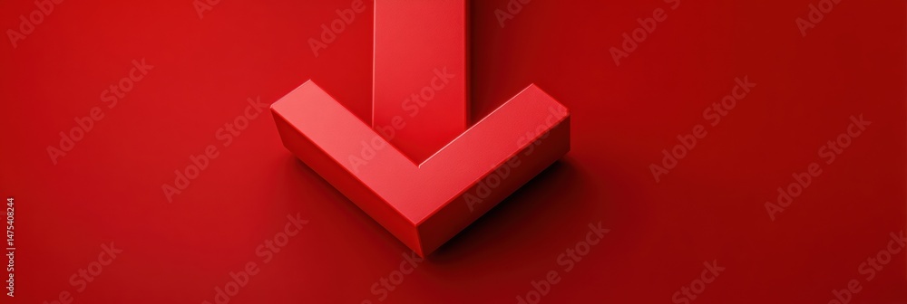Aufkleber Red 3D Arrow Pointing Down Designed for Clear Directional Guidance in Various Contexts