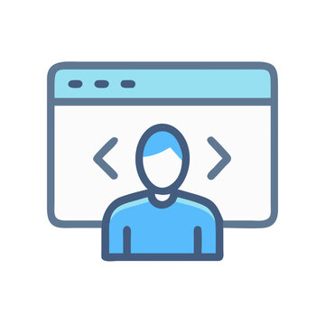 Web Developer Icon: Web Design, Coding, Programming Concept