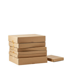 Stack of cardboard boxes, packaging isolated on transparent background