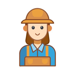 Cartoon woman wearing overalls and safety helmet illustration