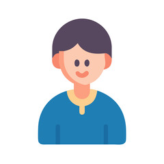 Cartoon Character Illustration: Smiling Person with Blue Shirt