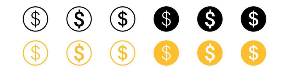 Money dollar icon symbol Coin icon logo in flat style. Vector element. Business icons, financial icons, enrichment, dollar, currency. Illustration of dollar, marketing