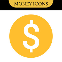 Money dollar icon symbol Coin icon logo in flat style. Vector element. Business icons, financial icons, enrichment, dollar, currency. Illustration of dollar, marketing