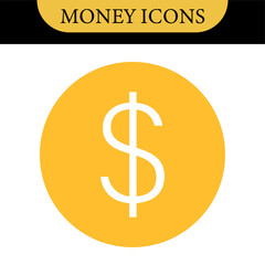 Money dollar icon symbol Coin icon logo in flat style. Vector element. Business icons, financial icons, enrichment, dollar, currency. Illustration of dollar, marketing
