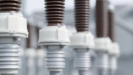 Close-up of insulators showcasing intricate design and functionality in energy transmission