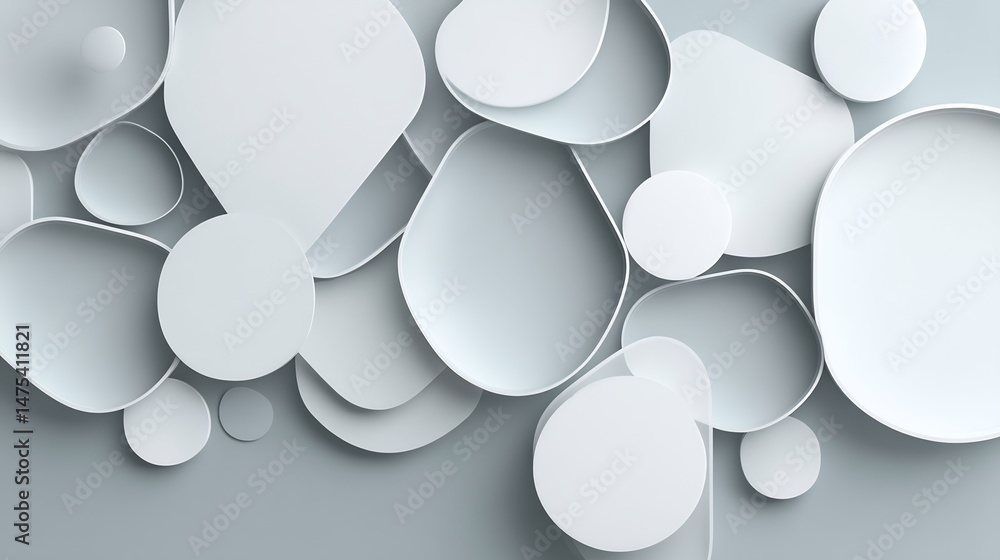 Aufkleber monochromatic minimalist composition featuring overlapping abstract pebble shapes