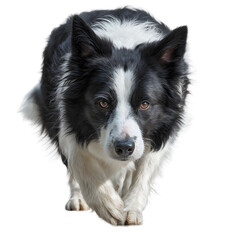 Majestic Border Collie Dog Portrait Black and White Fur, Intense Gaze