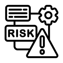 Risk Management Solid Style Icon - Business Shield Strategy Vector Graphics