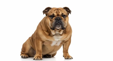 Obraz premium Portrait of a cute bulldog dog pet animal puppy canine breed sitting on white background adorable friendly