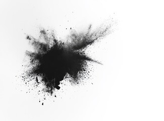 Black Powder Explosion on White Background