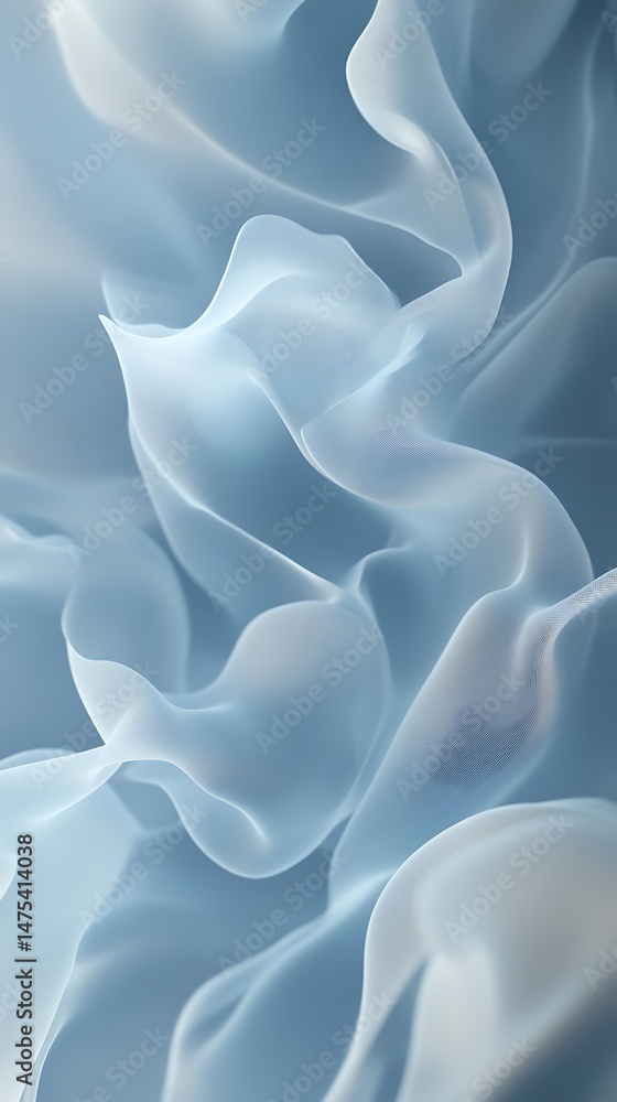 Poster soft abstract waves background texture in light blue and white color palette
