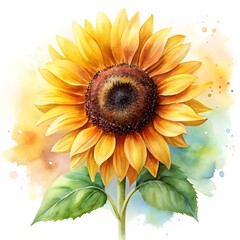 Obraz premium single sunflower in watercolor style on clean white