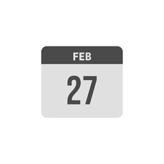 calender icon, 27 february icon with white background
