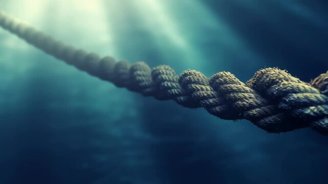 A rope is shown in the image. Rope for a diver.