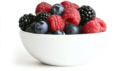 A White Bowl Overflowing With Mixed Fresh Berries