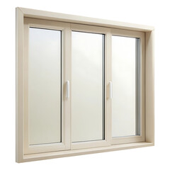 Modern beige sliding window architecture detail isolated on transparent background for use in design projects