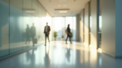 Bright office hallway with defocused effect. Perfect for background or backdrop in business concept