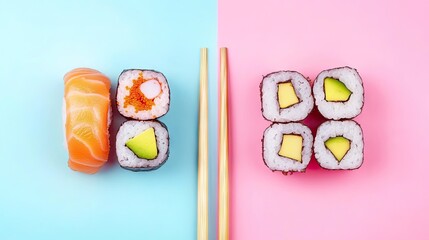 Sushi Rolls with Avocado and Salmon
